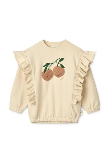 Detská bavlnená mikina Liewood Marcella Placement Sweatshirt béžová farba, s potlačou, LW20081