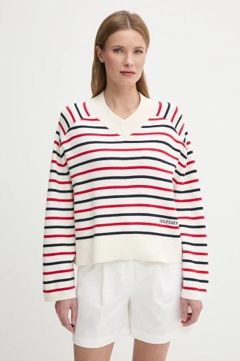 Bavlnený sveter Tommy Hilfiger dámsky, béžová farba, WW0WW45401