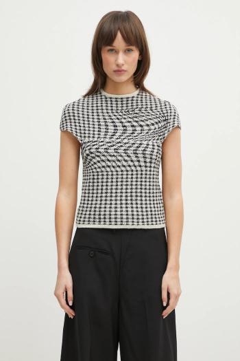 Blúzka MM6 Maison Margiela dámska, béžová farba, vzorovaná, S52NC0346