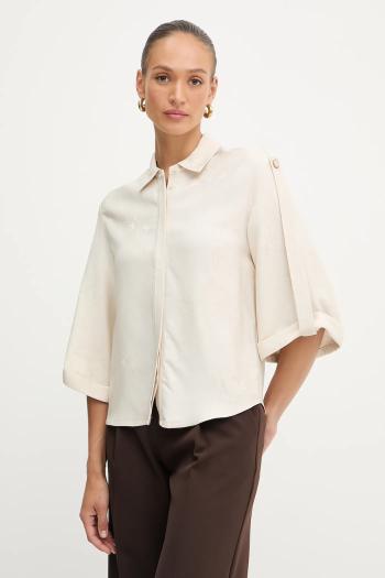 Košeľa Marciano Guess WHITNEY béžová farba, voľný strih, s klasickým golierom, 5YGH02 7337A
