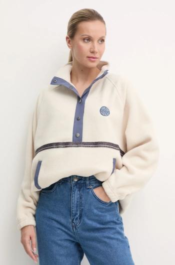 Fleecová mikina Quiksilver Half Zip Polar béžová farba, vzorovaná, EQYFT05000