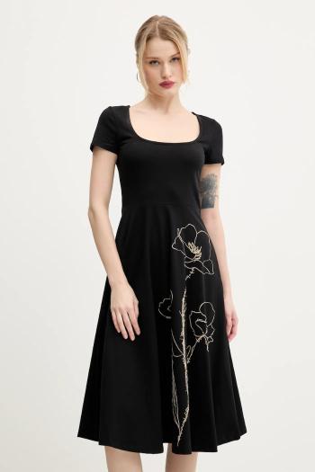 Šaty Desigual NAPOLES čierna farba, midi, áčkový strih, 25SWVK09