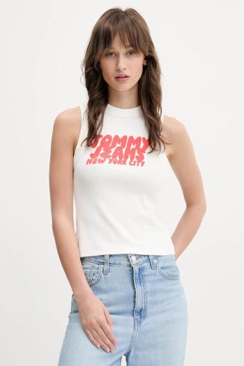 Top Tommy Jeans biela farba, DW0DW21339