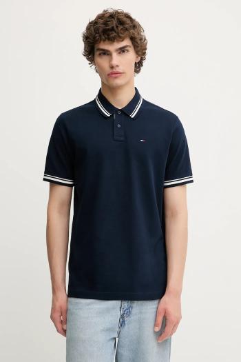 Bavlnené polo tričko Tommy Jeans tmavomodrá farba, jednofarebné, DM0DM21846