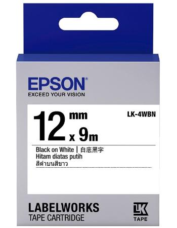 Epson LabelWorks LK-4WBN C53S654021 12mm x 9m, čierna tlač / biely podklad, originálna páska