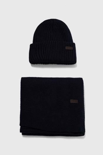 Súprava Barbour Crimdon Beanie & Scarf Gift Set tmavomodrá farba, MGS0019