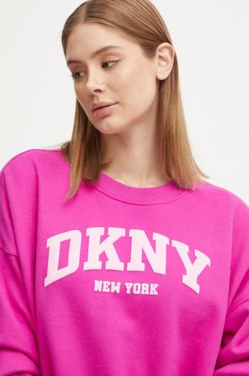 Mikina Dkny dámska, ružová farba, s nášivkou, DP4T9944