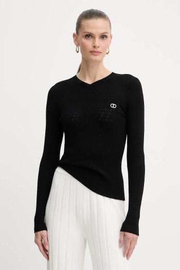 Sveter Twinset čierna farba, ľahký, 252TP3241