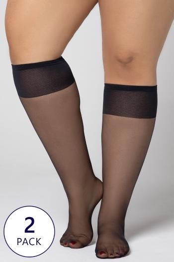 2 PACK silonových podkoleniek Plus Size 20 DEN