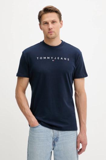 Bavlnené tričko Tommy Jeans pánske, béžová farba, s nášivkou, DM0DM20744