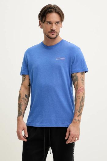 Bavlnené tričko Tommy Jeans pánske, fialová farba, s potlačou, DM0DM21303