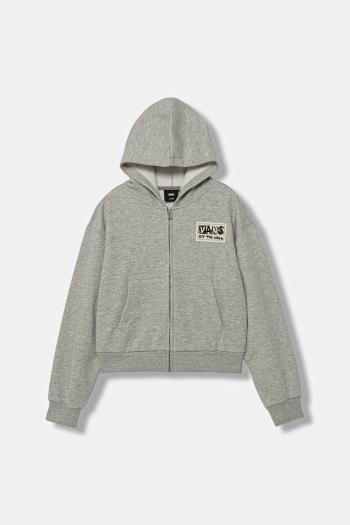Detská mikina Vans Van-Archy Label Zip šedá farba, s kapucňou, s nášivkou, VN000PPJ02F1