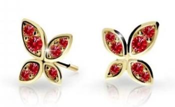 Cutie Jewellery Detské náušnice zo žltého zlata Motýliky C2259-30-X-1 červená