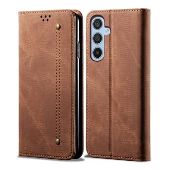 DENIM Peňaženkový kryt pre Samsung Galaxy A36 hnedý