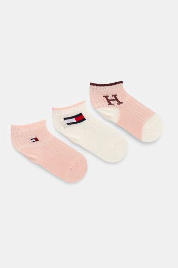 Ponožky pre bábätká Tommy Hilfiger 3-pak ružová farba, 701229881