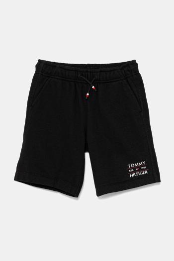 Detské krátke nohavice Tommy Hilfiger čierna farba, nastaviteľný pás KB0KB09481