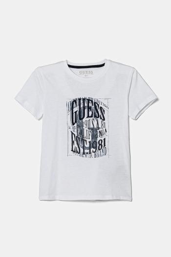 Detské bavlnené tričko Guess biela farba, s potlačou, N5RI19 K8HM4
