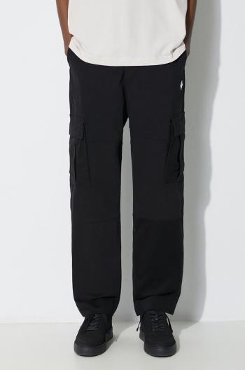 Nohavice Marcelo Burlon Cross Cotton Cargo pánske, čierna farba, strih cargo, CMCF014S24FAB0011001