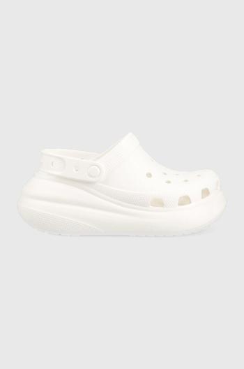 Šľapky Crocs Classic Crush Clog dámske, biela farba, na platforme, 207521