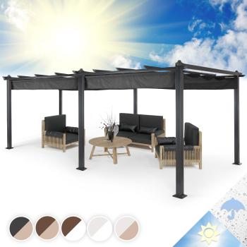 Blumfeldt Pantheon, pergola, prístrešok, 3 x 6 m, hliník, strieška proti slnku, polyester, sivá