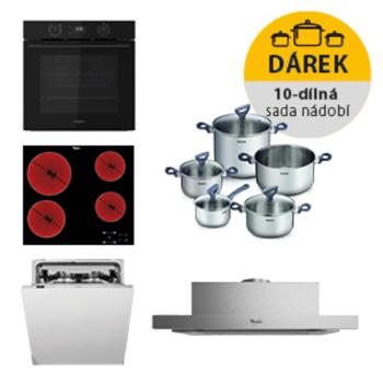 Whirlpool rúra OMK58CU1SB + varná doska AKT8090NE + umývačka riadu WIC3C26F + odsávač pár AKR7491NB