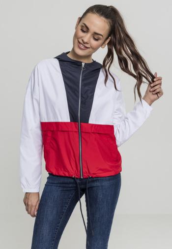 Urban Classics Ladies 3-Tone Oversize Windbreaker navy/white/fire red - XS