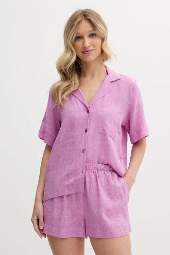 Ľanové pyžamo Dkny fialová farba, YI90054