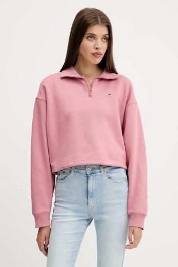 Mikina Tommy Jeans ružová farba, jednofarebná, DW0DW20946