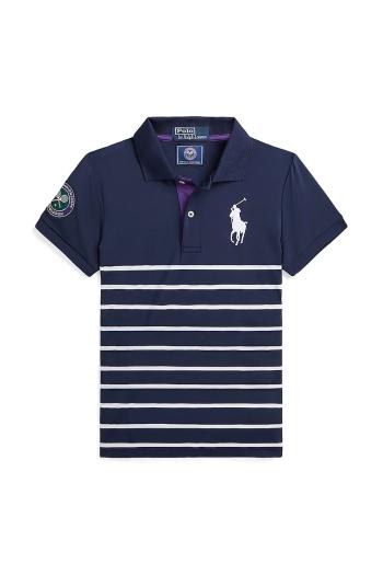 Detské polo tričko Polo Ralph Lauren Wimbledon Collection tmavomodrá farba, s golierom, 313950162001