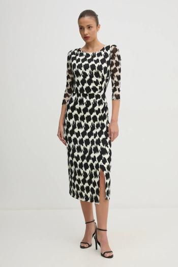 Šaty DIANE VON FURSTENBERG béžová farba, midi, priliehavá, DVFDL4S038