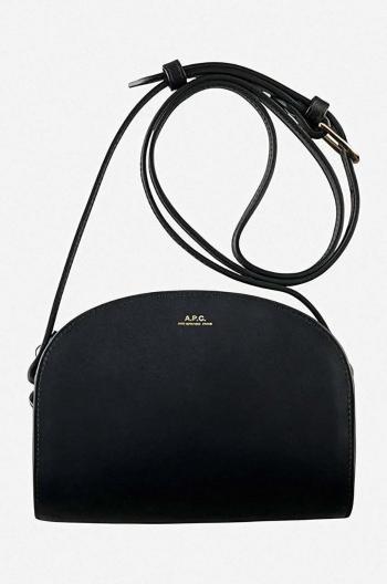 Kožená kabelka A.P.C. Demi Sac Demi-lune Mini PXAWV-F61392 BLACK čierna farba