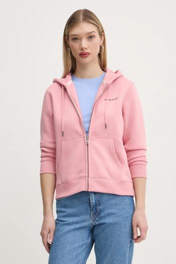 Mikina Guess Jeans dámska, ružová farba, s kapucňou, s potlačou, W4YQ13 KC811
