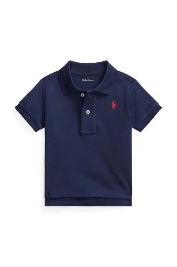 Detská bavlnená polokošeľa Polo Ralph Lauren tmavomodrá farba, jednofarebný, 320570127002