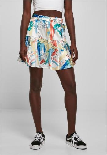 Urban Classics Ladies AOP Satin Mini Skirt softyellowvacation - XS