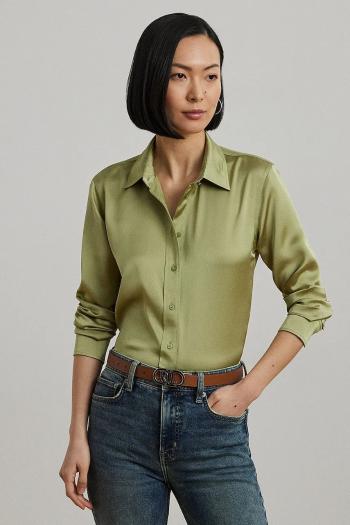 Košeľa Lauren Ralph Lauren zelená farba, regular, s klasickým golierom, 200918715