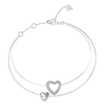 Guess Dvojitý oceľový náramok so srdiečkami Beloved JUBB05027JWRH 14,5 cm