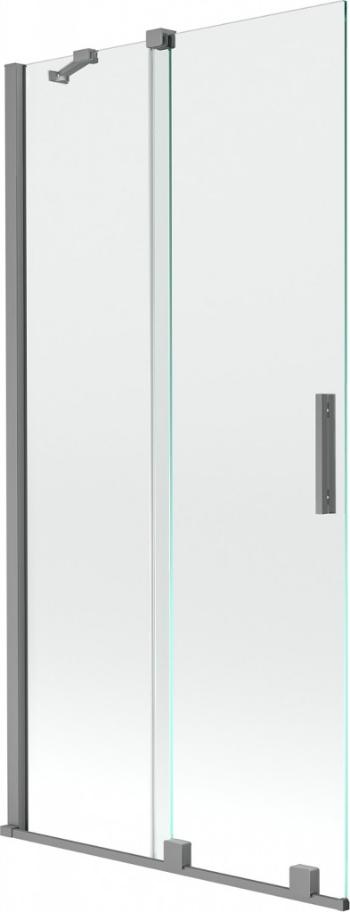 MEXEN/S - Velár dvojkrídlová posuvná vaňová zástena 95 x 150, transparent, grafit metal 896-095-000-01-95