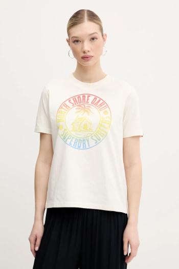 Bavlnené tričko Superdry dámske, béžová farba, W1011614A-22C