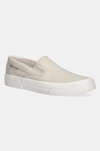 Tenisky Tommy Jeans SLIP ON CANVAS COLOR béžová farba, EM0EM01544
