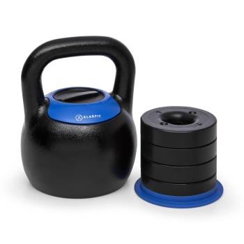 KLARFIT Adjustabell, nastaviteľný kettlebell, hmotnosť: 16/18/20/22/24 kg, čierny/modrý