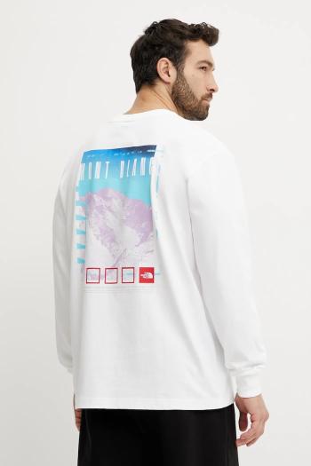 Bavlnené tričko s dlhým rukávom The North Face Axys biela farba, s potlačou, NF0A8C1TFN41