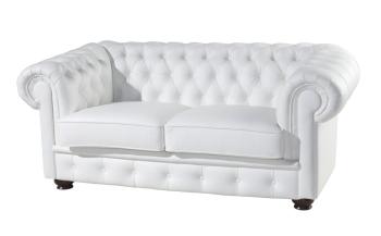 PYKA Chesterfield kožená dvojsedačka wenge / biela (White snow)