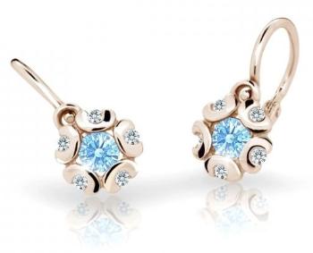 Cutie Jewellery Detské náušnice z ružového zlata C2178-10-X-4 svetlo modrá