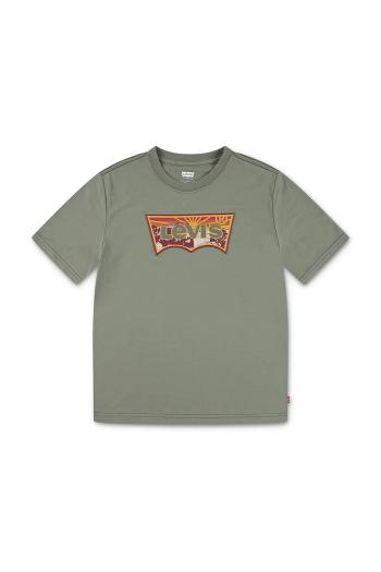 Detské tričko Levi's SUNRISE DESERT TEE zelená farba, s potlačou, 8EN991