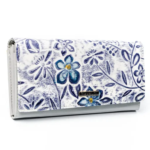 Kapacitná dámska peňaženka z prírodnej a ekologickej kože s kvetinovým reliéfom - 4U Cavaldi