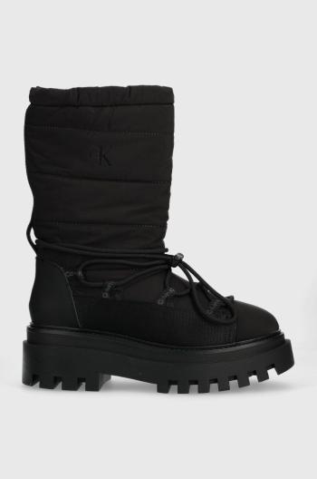 Snehule Calvin Klein Jeans FLATFORM SNOW BOOT NYLON WN čierna farba, YW0YW01146