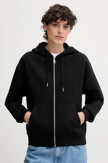 Mikina Calvin Klein Jeans čierna farba, s kapucňou, jednofarebná, LV047B237G