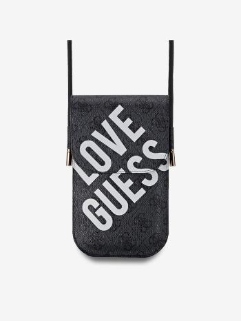 Guess PU 4G Big Love Logo Taška na Telefon Black Telefontok Lila