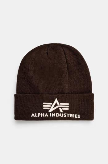 Čiapka Alpha Industries hnedá farba, z tenkej pleteniny