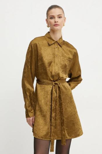 Šaty Pinko zlatá farba, mini, áčkový strih, 104424 A285